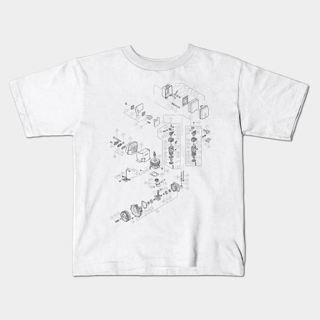 Pump Tool Blueprint Black Kids T-Shirt by Auto-Prints